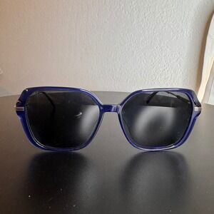 Origin OR1002 Sunglasses Oversized Blue Rectangular Frames Gold Accents Designer